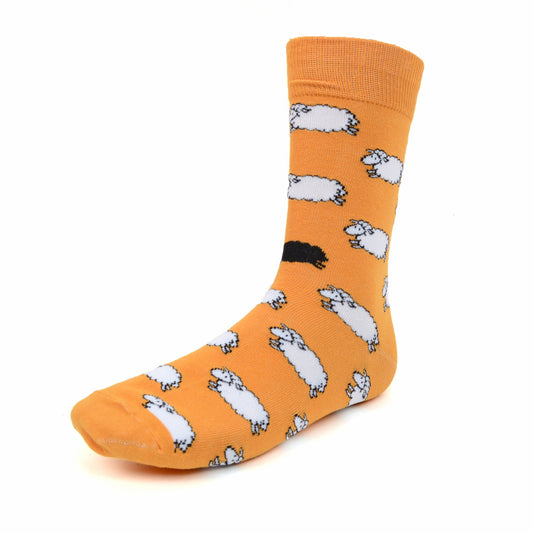 Men's Black Sheep Socks - orange socks with sheep pattern 