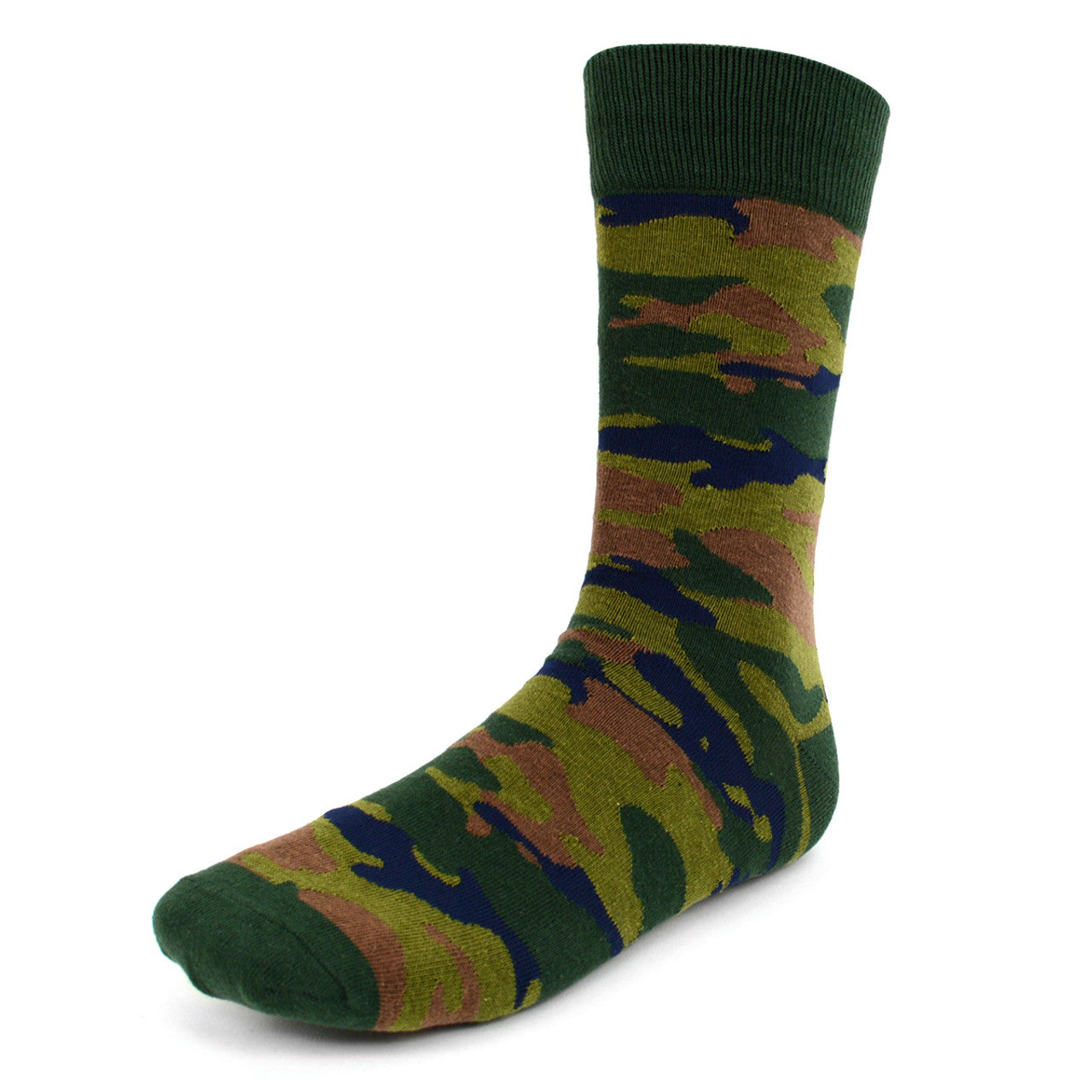 Men's Camoflauge Socks - Green Camo print with dark green heel and toe.