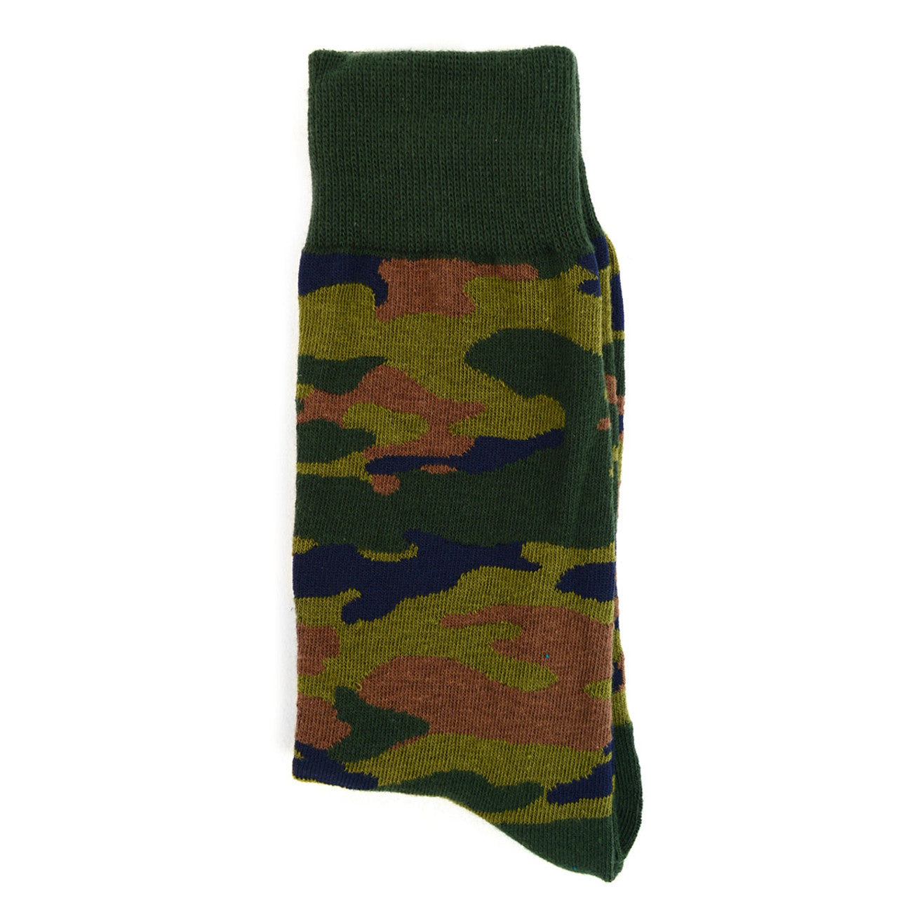 Men's Camoflauge Socks - Green Camo print with dark green heel and toe.