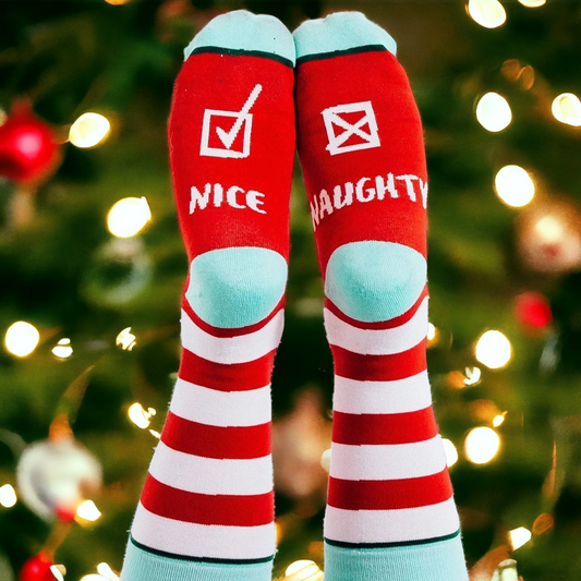 Women's Striped Naughty or Nice Socks - Perfect Gift