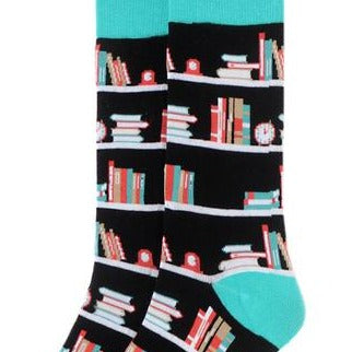 Men's Book Shelves Book Lovers Crew Socks