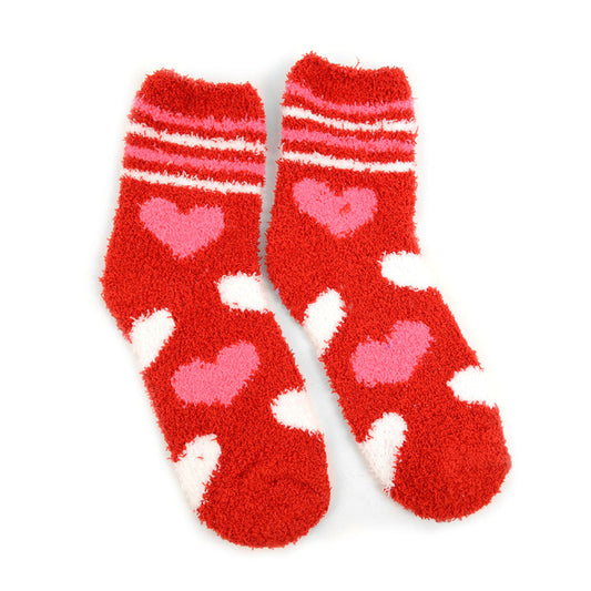 Women's Heart Warm and Cozy Fuzzy Socks - 3 Pair Per Pack