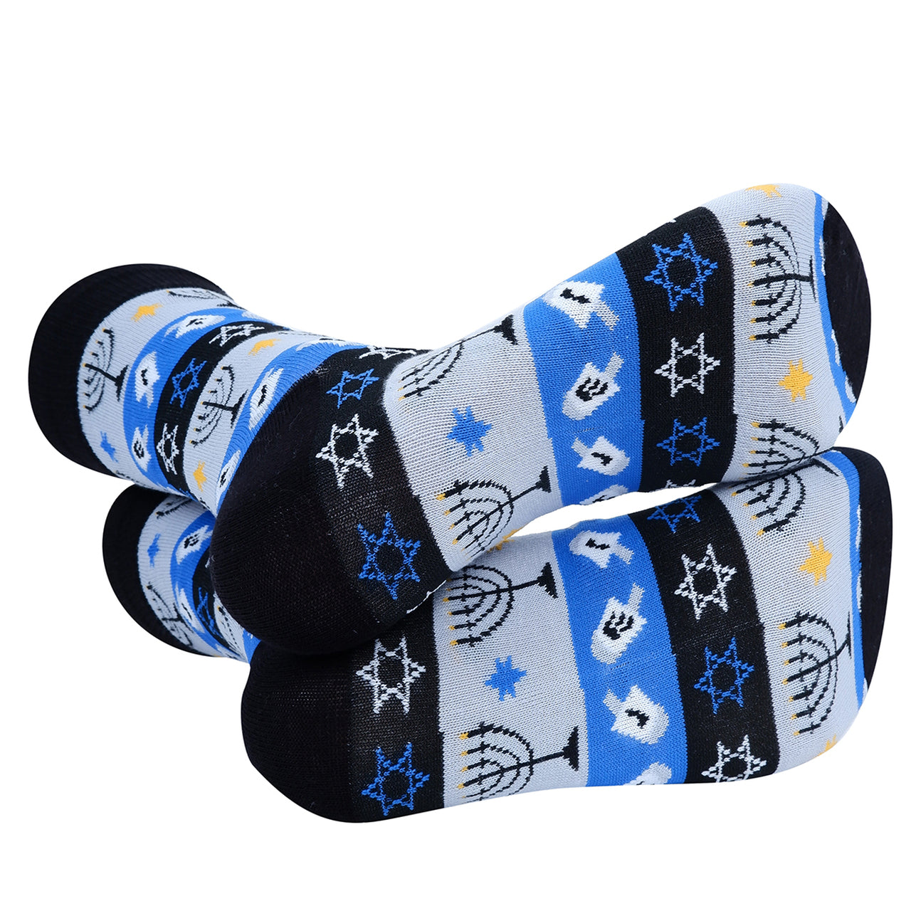 Men's Hanukkah Crew Sock - Black and Blue