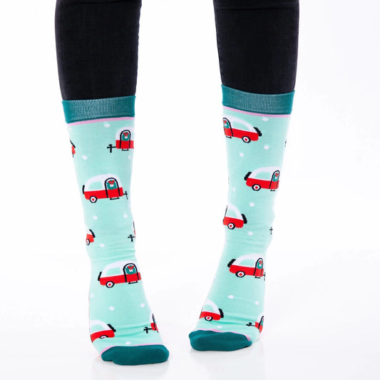 Women's Retro Camper Home For the Holidays Socks - Perfect Gift