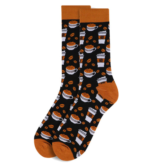 Men's Coffee Socks Gift for Coffee Lover - Black Brown