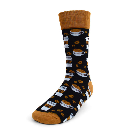Men's Coffee Socks Gift for Coffee Lover - Black Brown