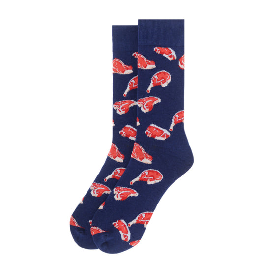 Men's Steak Meat Lovers Crew Socks - Perfect for the grill master!