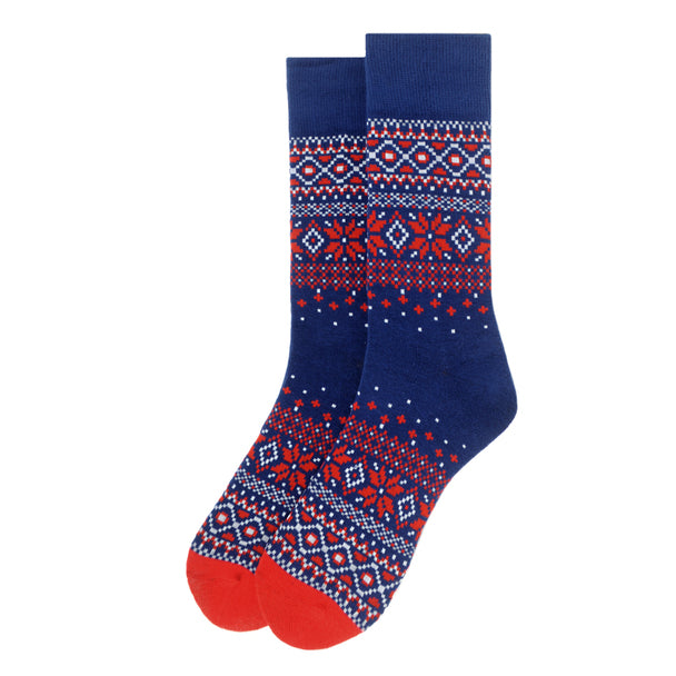 Men's Fair Isle Nordic Snowflake Print Crew Socks