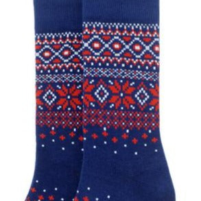 Men's Fair Isle Nordic Snowflake Print Crew Socks