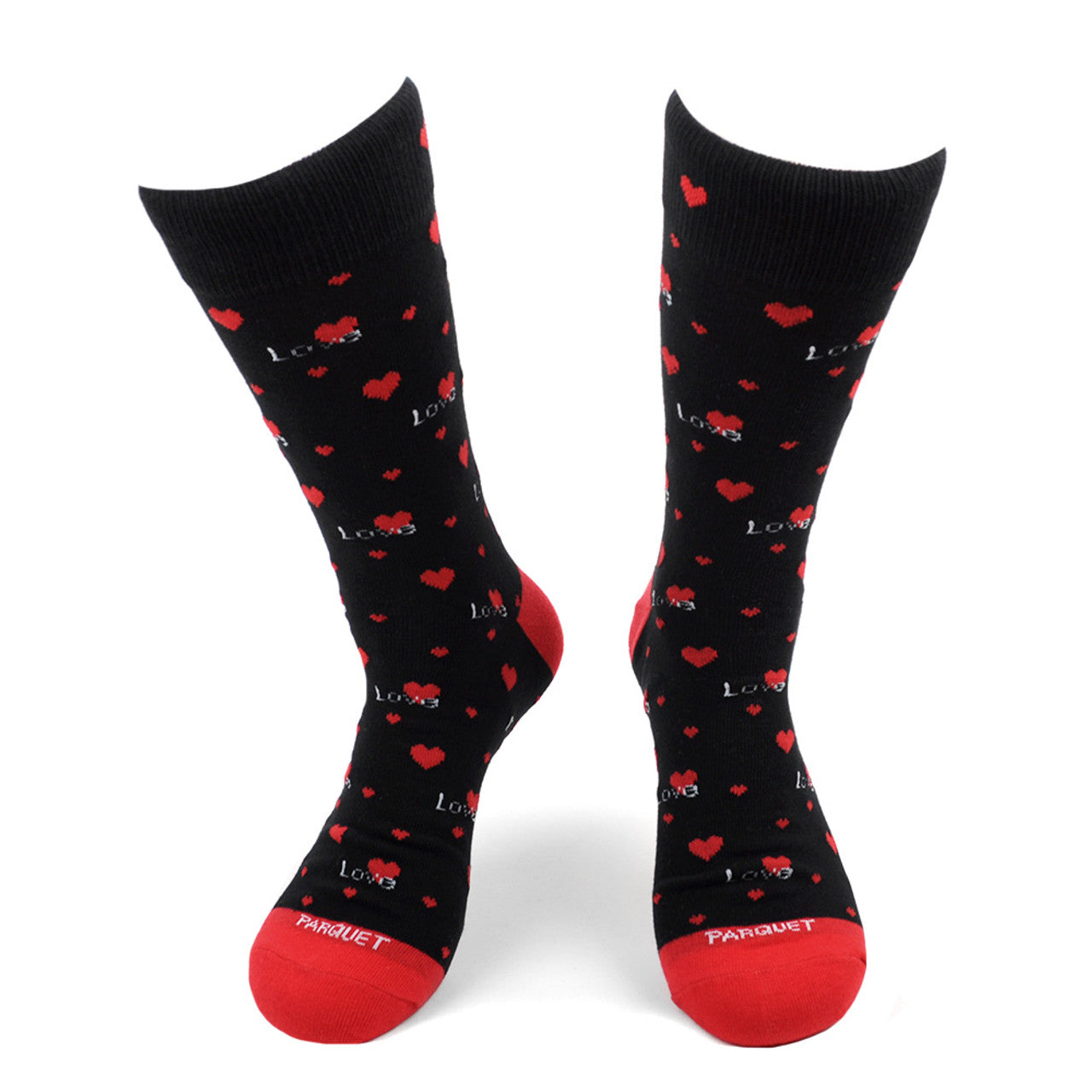 Men's Navy Blue Crew Socks with Hearts and Love Print  - Valentine's Gift for Him