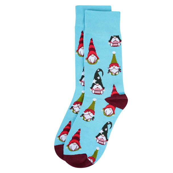 Men's Gnome Christmas Crew Sock - Blue