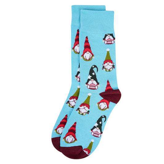 Men's Gnome Christmas Crew Sock - Blue