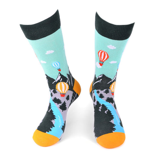 Men's Hot Air Balloon Man Balloon Festival Socks for Adventure Lovers Gift