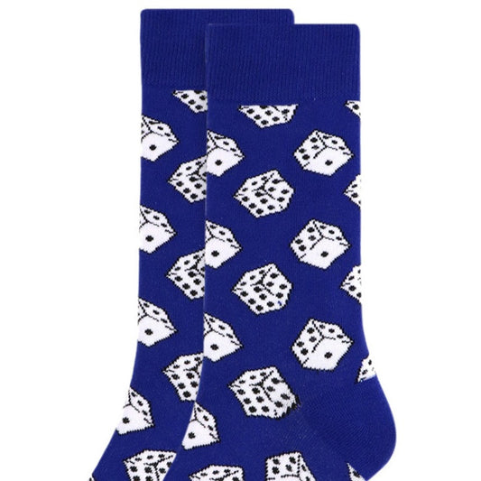 Men's Poker Dice Game Crew Socks - Blue