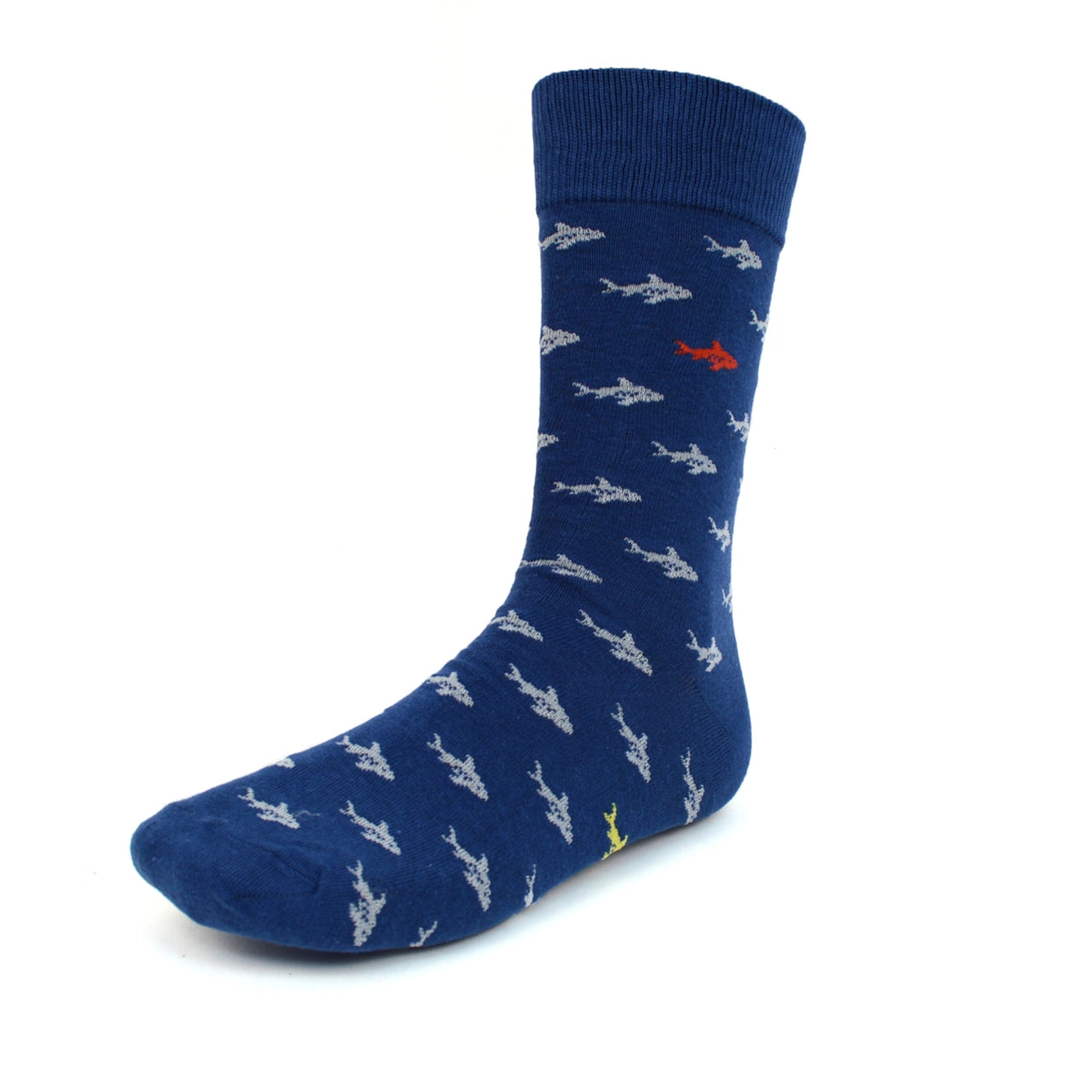 Men's Shark Fishing Fish Crew Sock - Blue