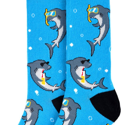 Men's Sharks on Vacation Crew Socks - Blue