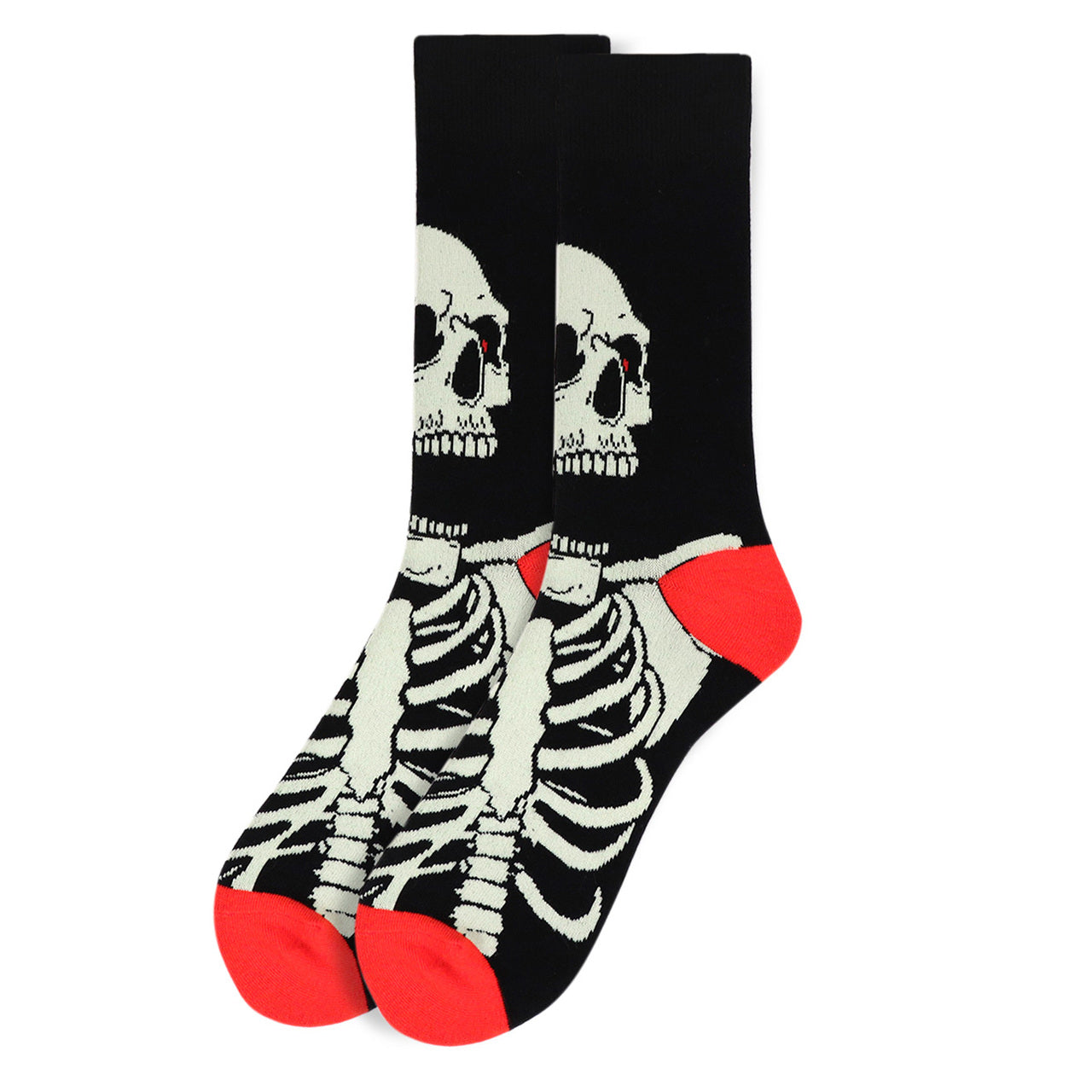 Men's Skeleton Skull Crew Socks - Black