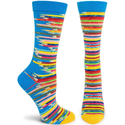 Women's Ozone Frank Lloyd Wright Inspired Architect Colored Pencils Socks - Blue