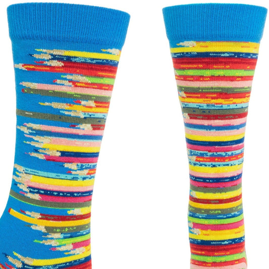 Women's Ozone Frank Lloyd Wright Inspired Architect Colored Pencils Socks - Blue