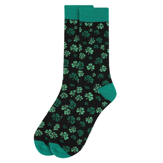 Men's St. Patrick's Day Green Clover Sock