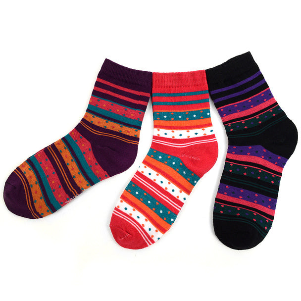Women's Polka Dot & Stripes Crew Socks - 3 Pair Per Pack