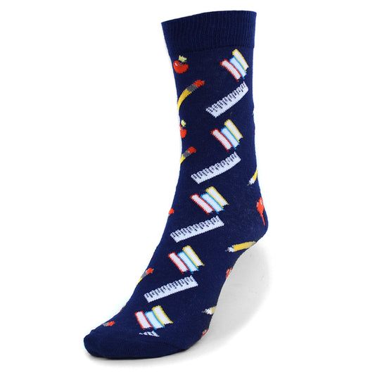 Women's Teacher Socks School Supplies Apple Pencil