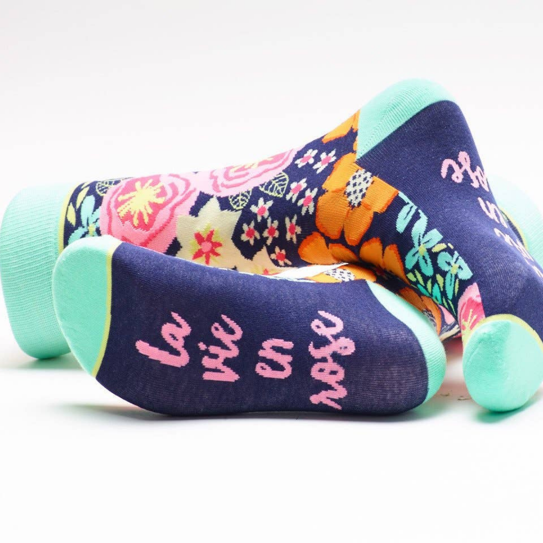 Womens La Vie En Rose Floral Crew Sock