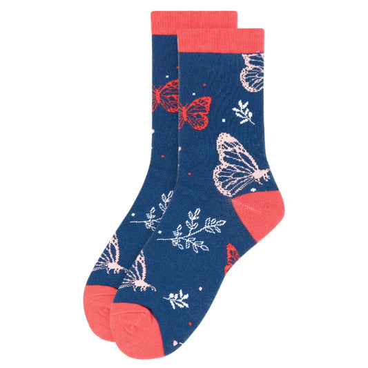 Women's Butterfly and Floral Crew Socks