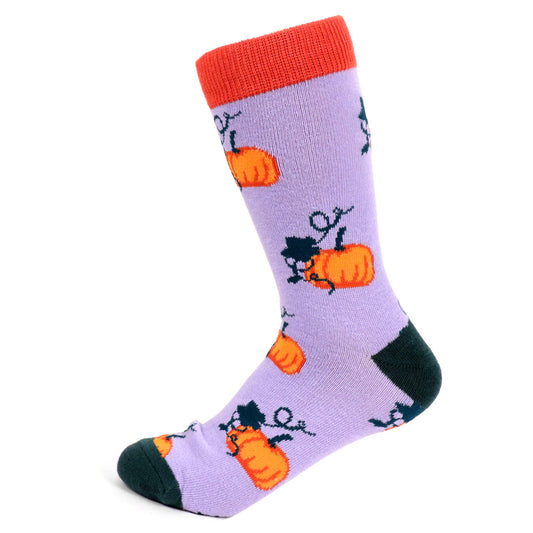 Women's Pumpkin Crew Socks - Purple