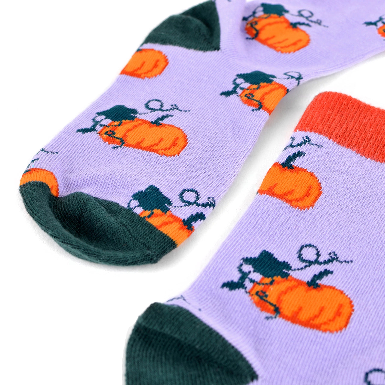 Women's Pumpkin Crew Socks - Purple