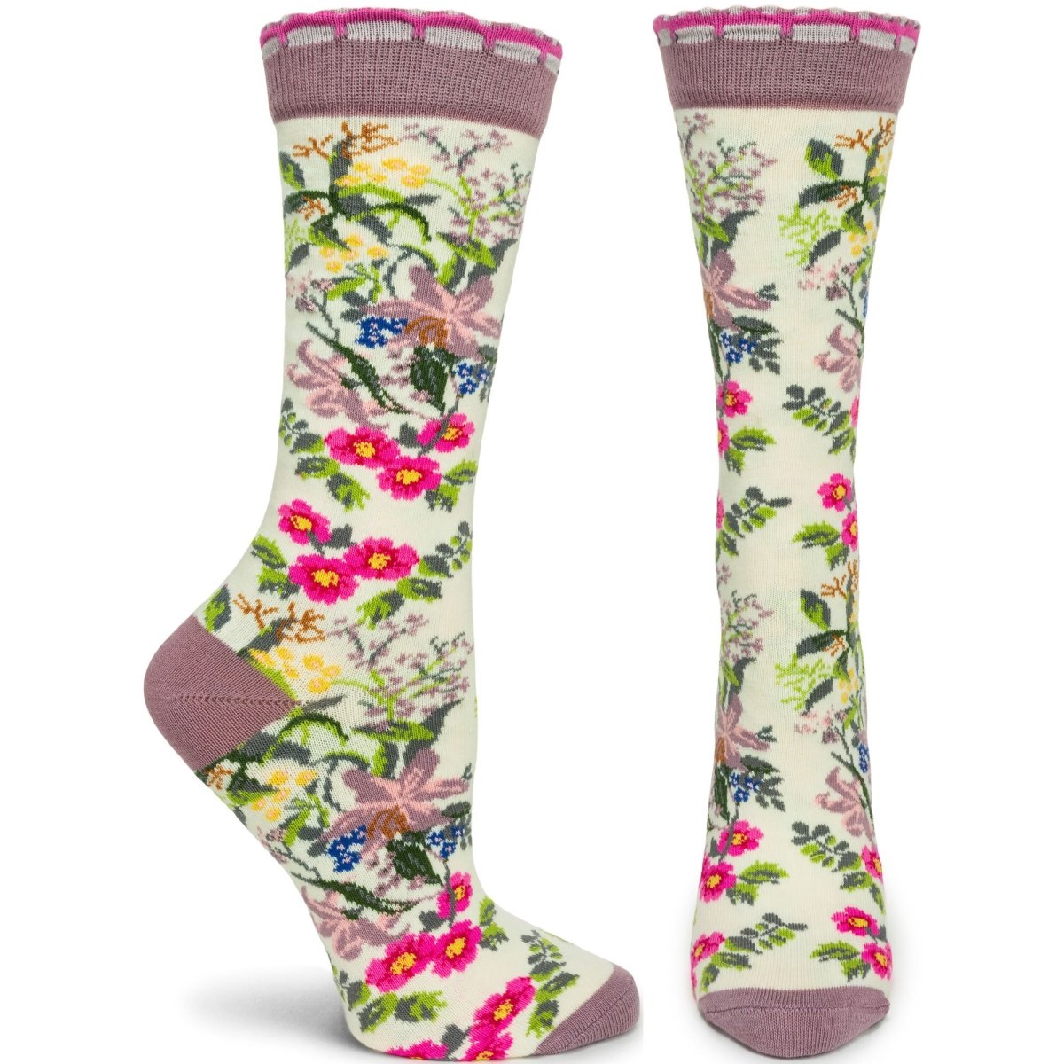 Women's Ozone Honeysuckle Socks - Cream Multi Floral Print