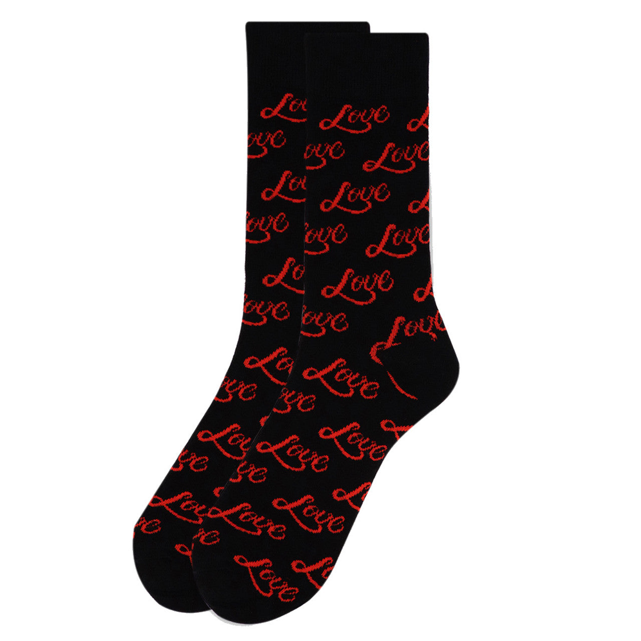 Men's Black Love Socks - black socks with script "Love" pattern