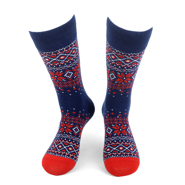 Men's Fair Isle Nordic Snowflake Print Crew Socks