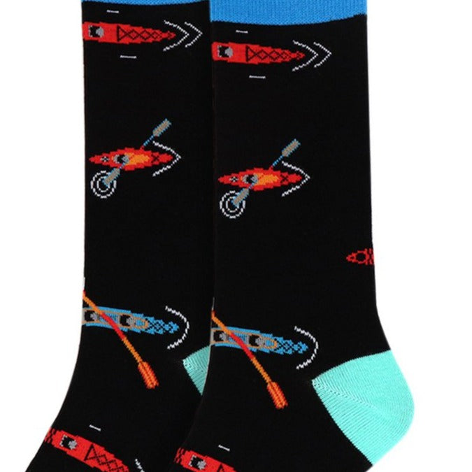 Men's Kayak Crew Socks - blue toe and heel
