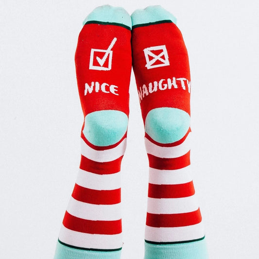 Women's Striped Naughty or Nice Socks - Perfect Gift
