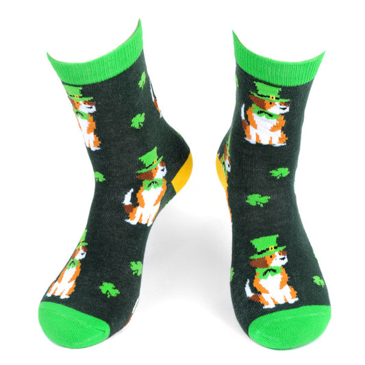 Women's St. Patrick's Day Clover Dog Sock